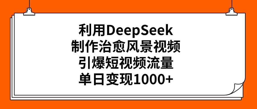 利用DeepSeek，制作治愈风景视频，引爆短视频流量，单日变现1000+
