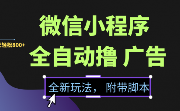 微信小程序挂机撸广告，全新玩法，新手一天轻松800+【附带脚本】