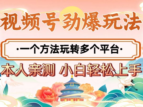 2025年视频号劲爆玩法，一个方法玩转多个平台 小白也能轻松上手