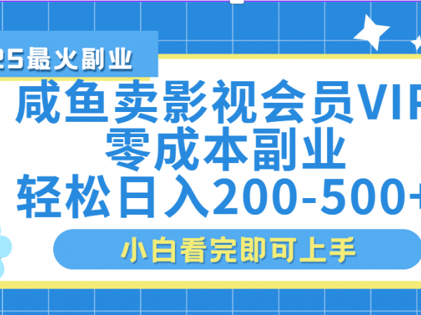 闲鱼零成本卖vip影视会员，日入200-500