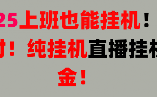 新手也能简单上手！零基础！上班也能挂机！24小时纯挂机！直播挂机撸金！