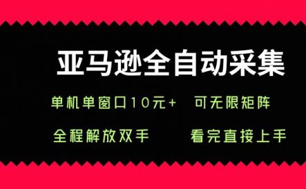 亚马逊全自动采集，单机单窗口一天10+，可无限矩阵去做