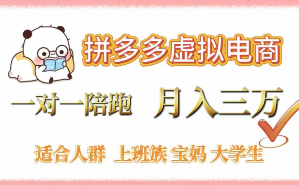 拼多多虚拟电商,0囤货,轻资产,无需发货,一对一陪跑,月入3万