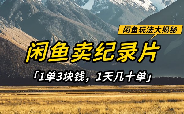 闲鱼卖纪录片1单3块钱，1天几十单，项目稳定有潜力