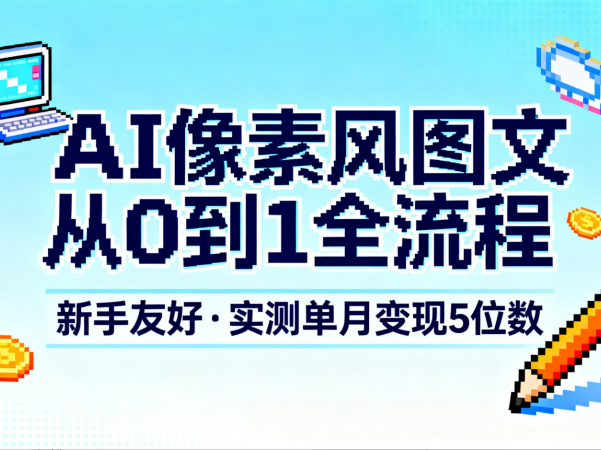 AI像素风图文从0到1全流程，新手友好，实测单月变现5位数