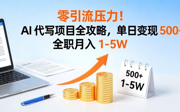 零引流压力！AI 代写项目全攻略，单日变现 500+，全职月入 1-5W